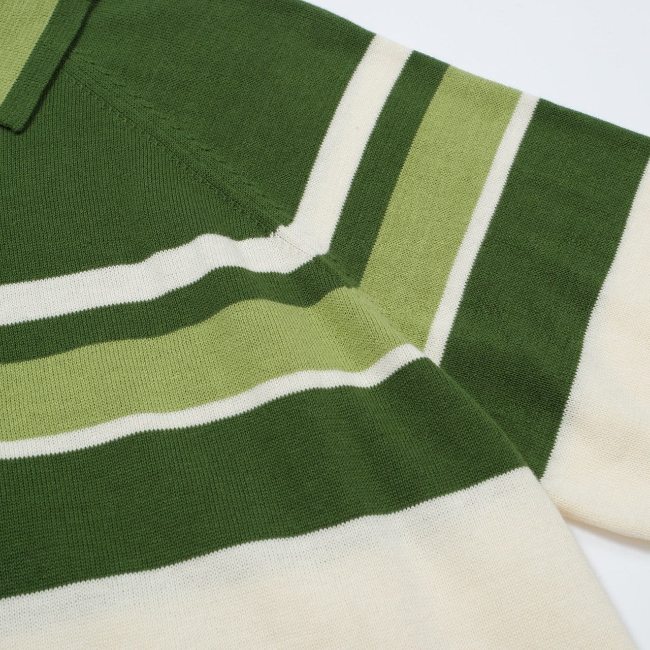 OXKNIT Men Vintage Clothing 1960s Mod Style Casual Stripe Zip Neck Green Retro Polo Shirt