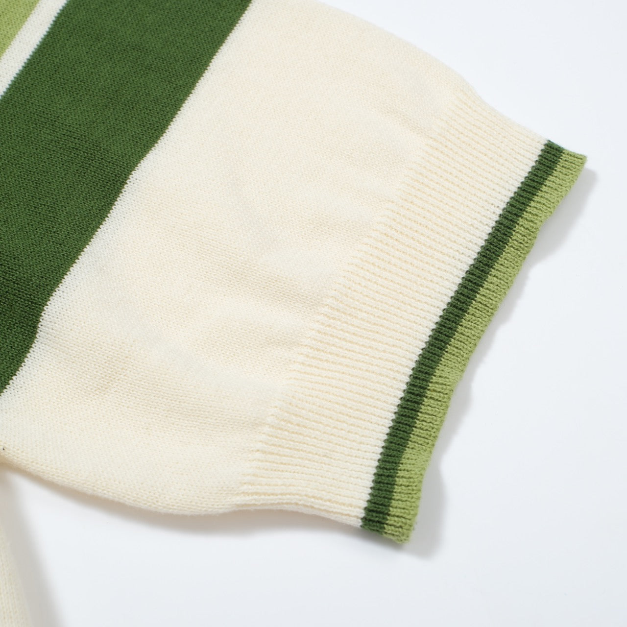 OXKNIT Men Vintage Clothing 1960s Mod Style Casual Stripe Zip Neck Green Retro Polo Shirt
