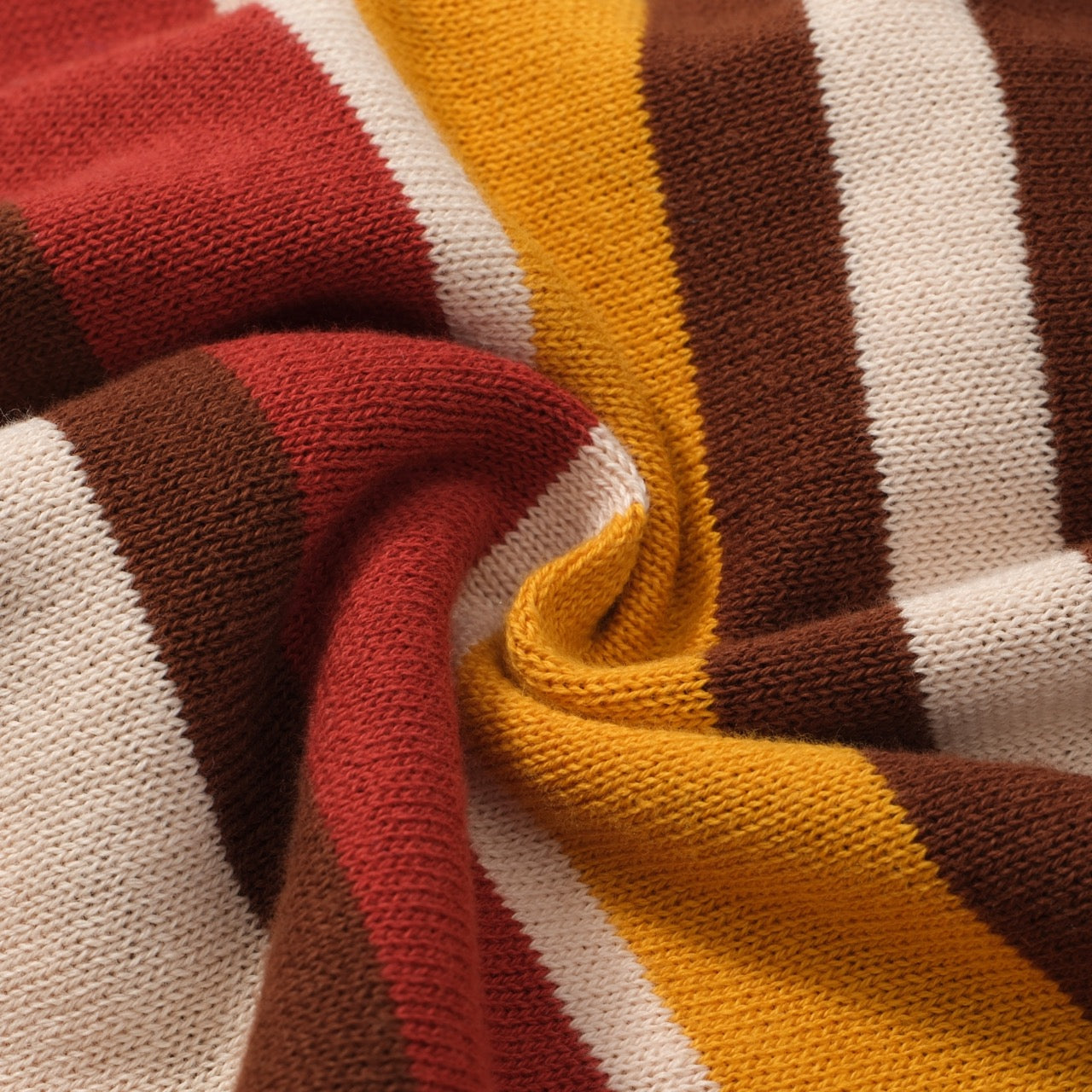 Men's Vintage Warm Stripe Zip Polo | 70s Earth Tone Knit