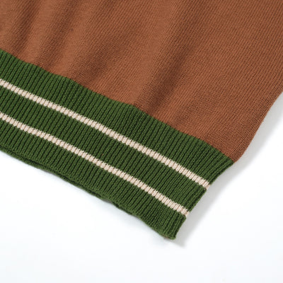 OXKNIT Men Vintage Clothing 1960s Mod Style Casual Style Brown Knit Retro Polo