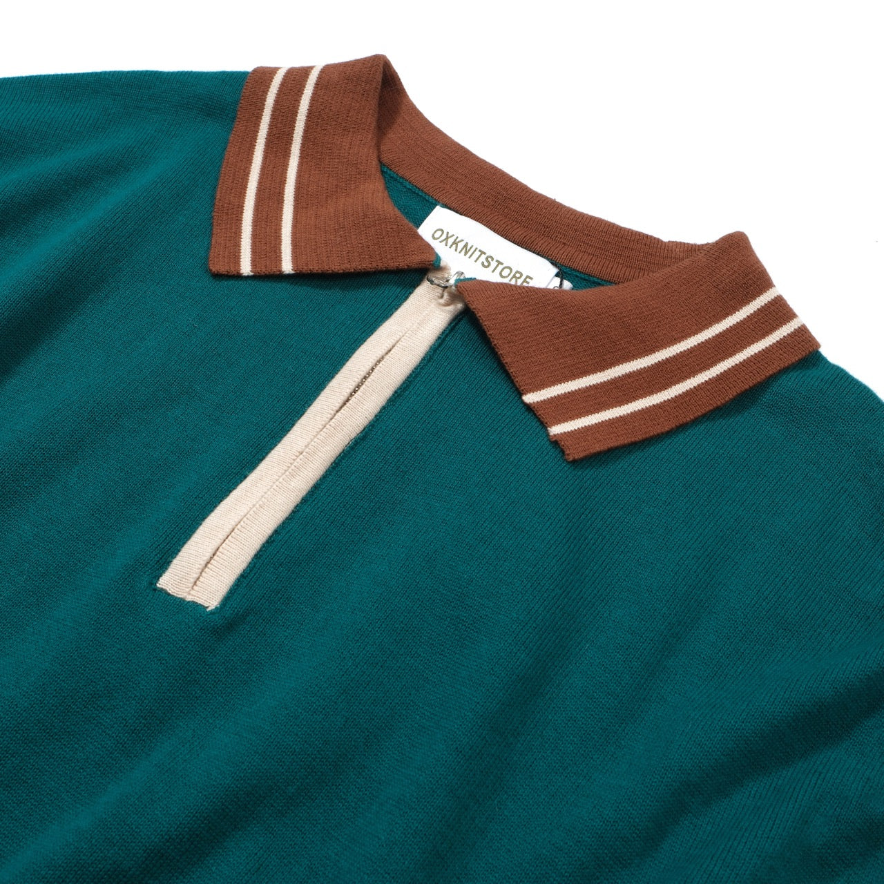 OXKNIT Men Vintage Clothing 1960s Mod Style Casual Style Green Knit Retro Polo