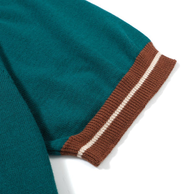 OXKNIT Men Vintage Clothing 1960s Mod Style Casual Style Green Knit Retro Polo