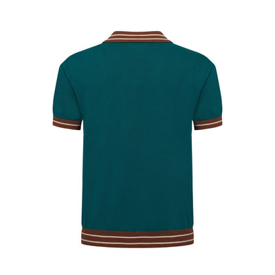 OXKNIT Men Vintage Clothing 1960s Mod Style Casual Style Green Knit Retro Polo