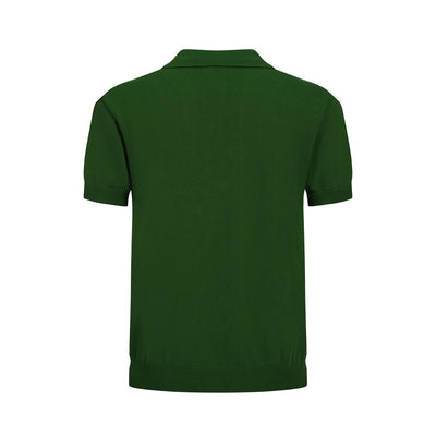 OXKNIT Men Vintage Clothing 1960s Mod Style Casual Vertical stripes Dark Green Polo Knitted Retro Wear