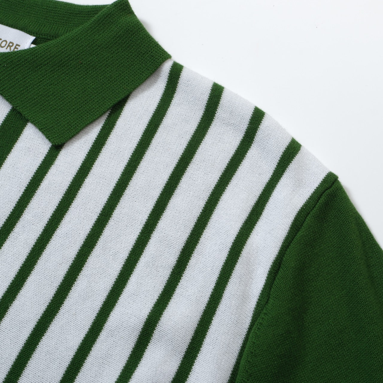 OXKNIT Men Vintage Clothing 1960s Mod Style Casual Vertical stripes Dark Green Polo Knitted Retro Wear