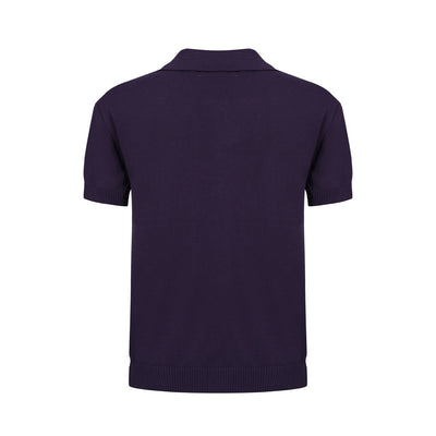OXKNIT Men Vintage Clothing 1960s Mod Style Casual Violet Classic Button Knit Retro Polo