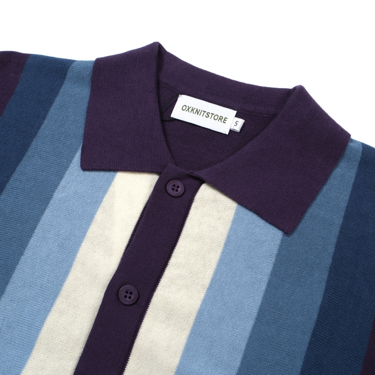 OXKNIT Men Vintage Clothing 1960s Mod Style Casual Violet Classic Button Knit Retro Polo