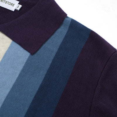 OXKNIT Men Vintage Clothing 1960s Mod Style Casual Violet Classic Button Knit Retro Polo