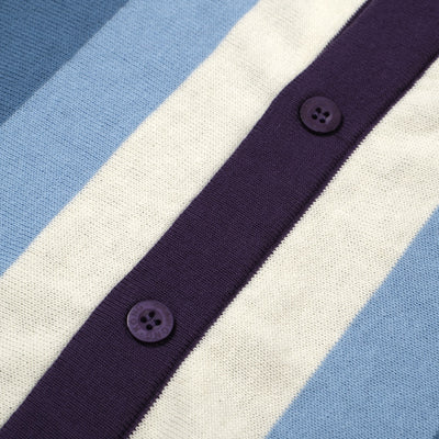 OXKNIT Men Vintage Clothing 1960s Mod Style Casual Violet Classic Button Knit Retro Polo