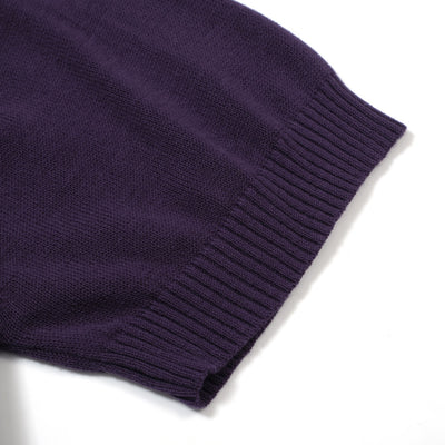 OXKNIT Men Vintage Clothing 1960s Mod Style Casual Violet Classic Button Knit Retro Polo