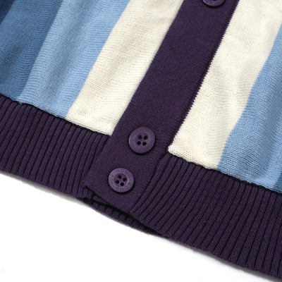 OXKNIT Men Vintage Clothing 1960s Mod Style Casual Violet Classic Button Knit Retro Polo