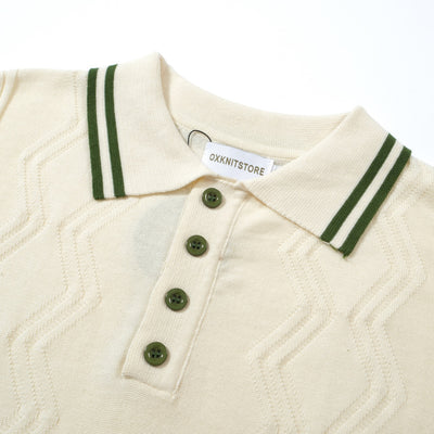 OXKNIT Men Vintage Clothing 1960s Mod Style Casual White Knit Retro Polo