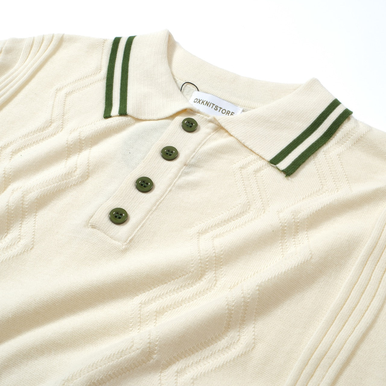 OXKNIT Men Vintage Clothing 1960s Mod Style Casual White Knit Retro Polo