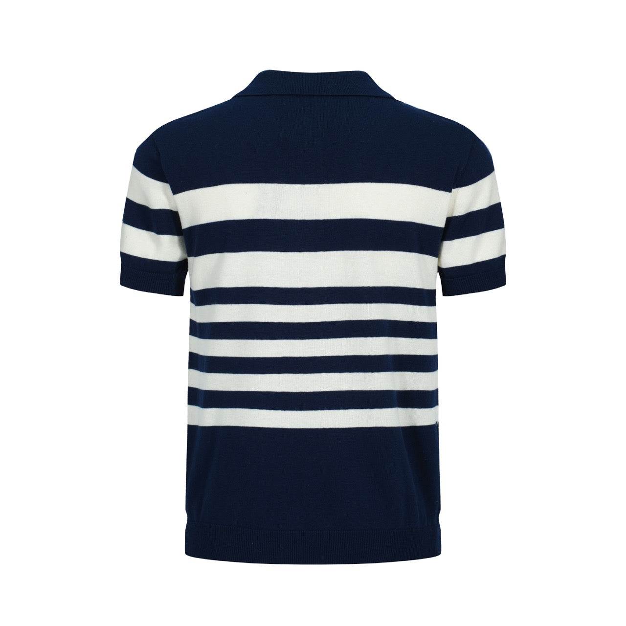 OXKNIT Men Vintage Clothing 1960s Mod Style Casual White Striped Navy Blue Polo Knitted Retro Top