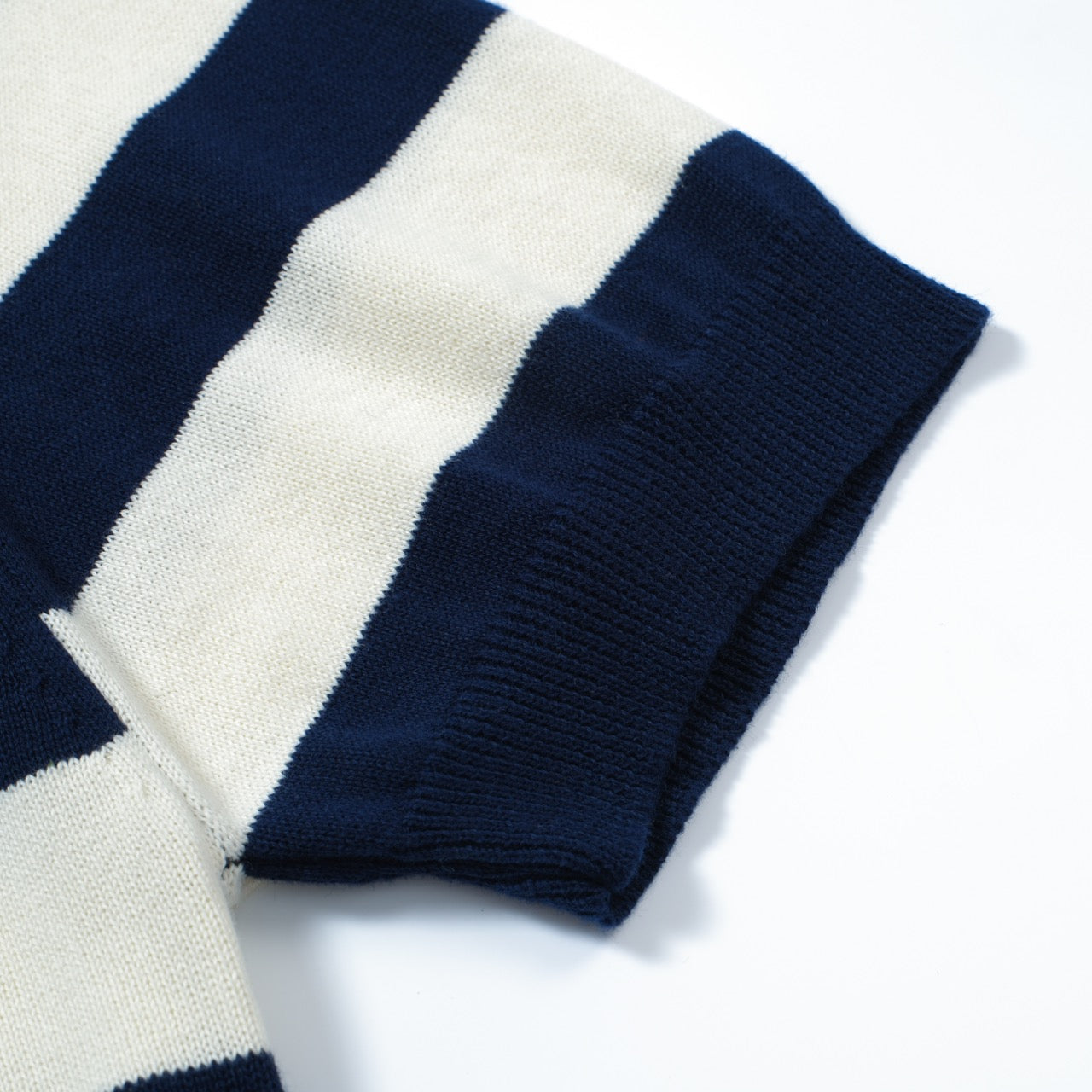 OXKNIT Men Vintage Clothing 1960s Mod Style Casual White Striped Navy Blue Polo Knitted Retro Top