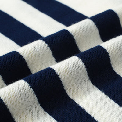 OXKNIT Men Vintage Clothing 1960s Mod Style Casual White Striped Navy Blue Polo Knitted Retro Top