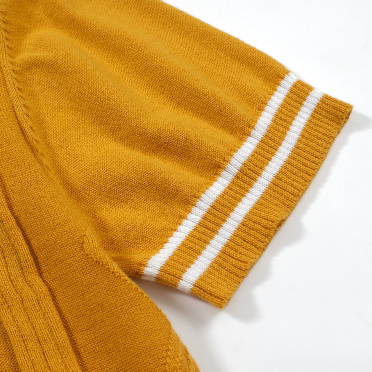 Men's Retro Yellow Knit Polo Shirt | 60s Mod Textured Short Sleeve