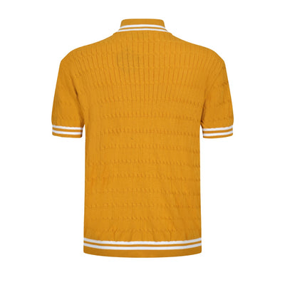 OXKNIT Men Vintage Clothing 1960s Mod Style Casual Yellow Knitted Knit Retro T-Shirt