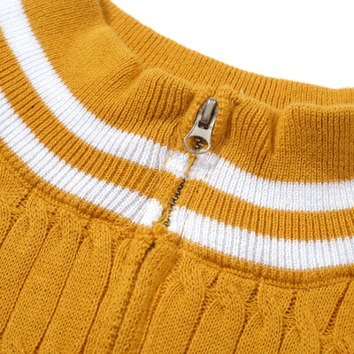 OXKNIT Men Vintage Clothing 1960s Mod Style Casual Yellow Knitted Knit Retro T-Shirt