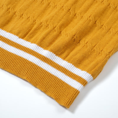 OXKNIT Men Vintage Clothing 1960s Mod Style Casual Yellow Knitted Knit Retro T-Shirt