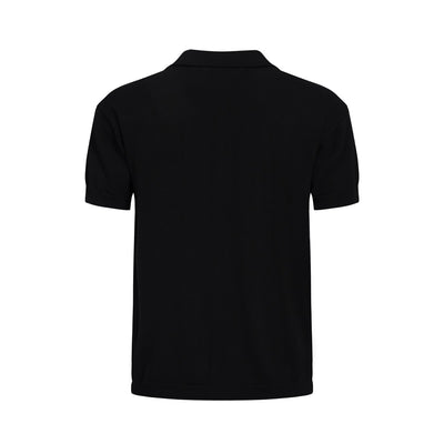 OXKNIT Men Vintage Clothing 1960s Mod Style Casual Zebra Pattern Black Knit Retro Polo Contains Pocket