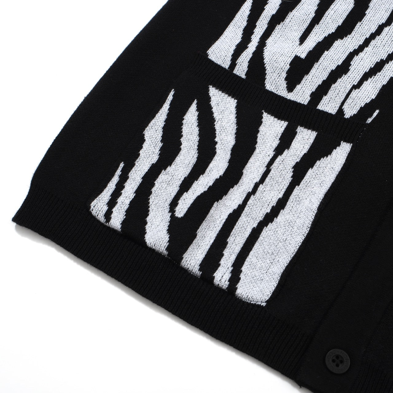 OXKNIT Men Vintage Clothing 1960s Mod Style Casual Zebra Pattern Black Knit Retro Polo Contains Pocket