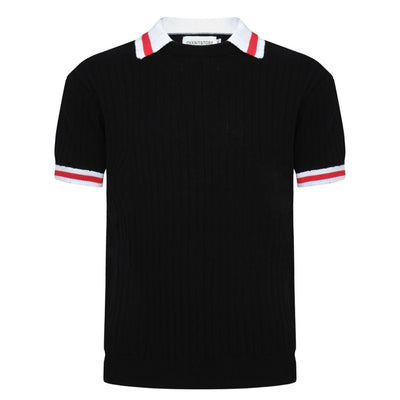 OXKNIT Men Vintage Clothing 1960s Mod Style Classic Black Retro Polo Knitted Wear
