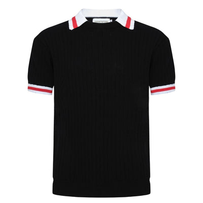 OXKNIT Men Vintage Clothing 1960s Mod Style Classic Black Retro Polo Knitted Wear