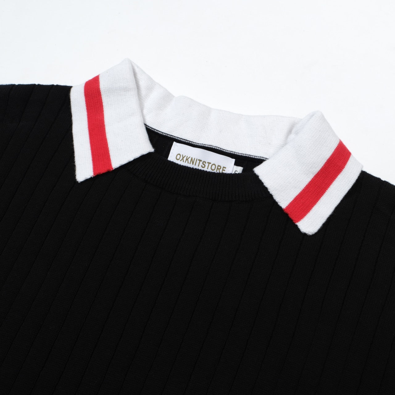 OXKNIT Men Vintage Clothing 1960s Mod Style Classic Black Retro Polo Knitted Wear