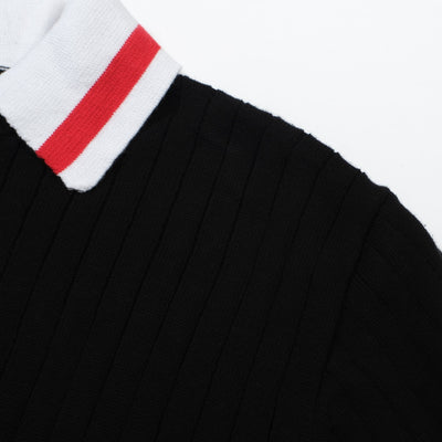 OXKNIT Men Vintage Clothing 1960s Mod Style Classic Black Retro Polo Knitted Wear