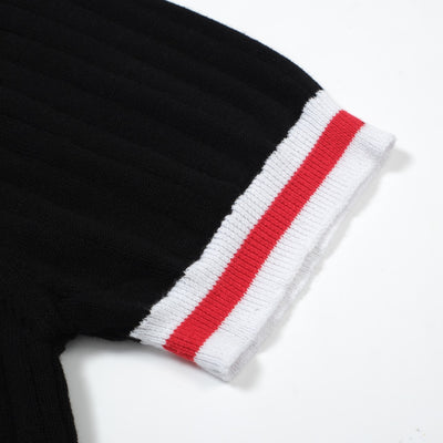 OXKNIT Men Vintage Clothing 1960s Mod Style Classic Black Retro Polo Knitted Wear