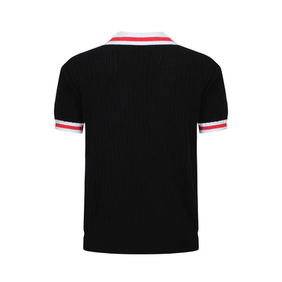 OXKNIT Men Vintage Clothing 1960s Mod Style Classic Black Retro Polo Knitted Wear