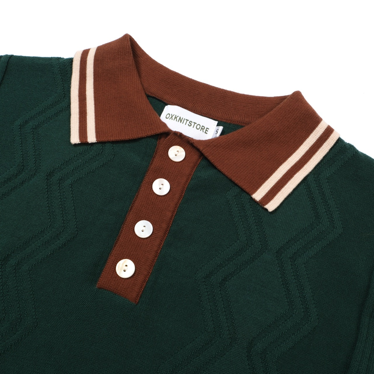 OXKNIT Men Vintage Clothing 1960s Mod Style Green & Red Brown Retro Polo Knitted Wear