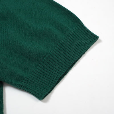 OXKNIT Men Vintage Clothing 1960s Mod Style Stripe Dark Green Knit Retro Polo
