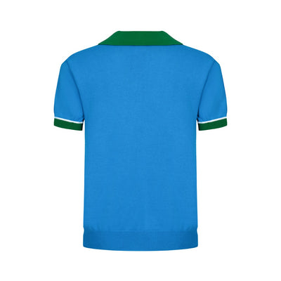OXKNIT Men Vintage Clothing 1960s Mod Style V Neck Blue & Green  RetroPolo Knitted Wear