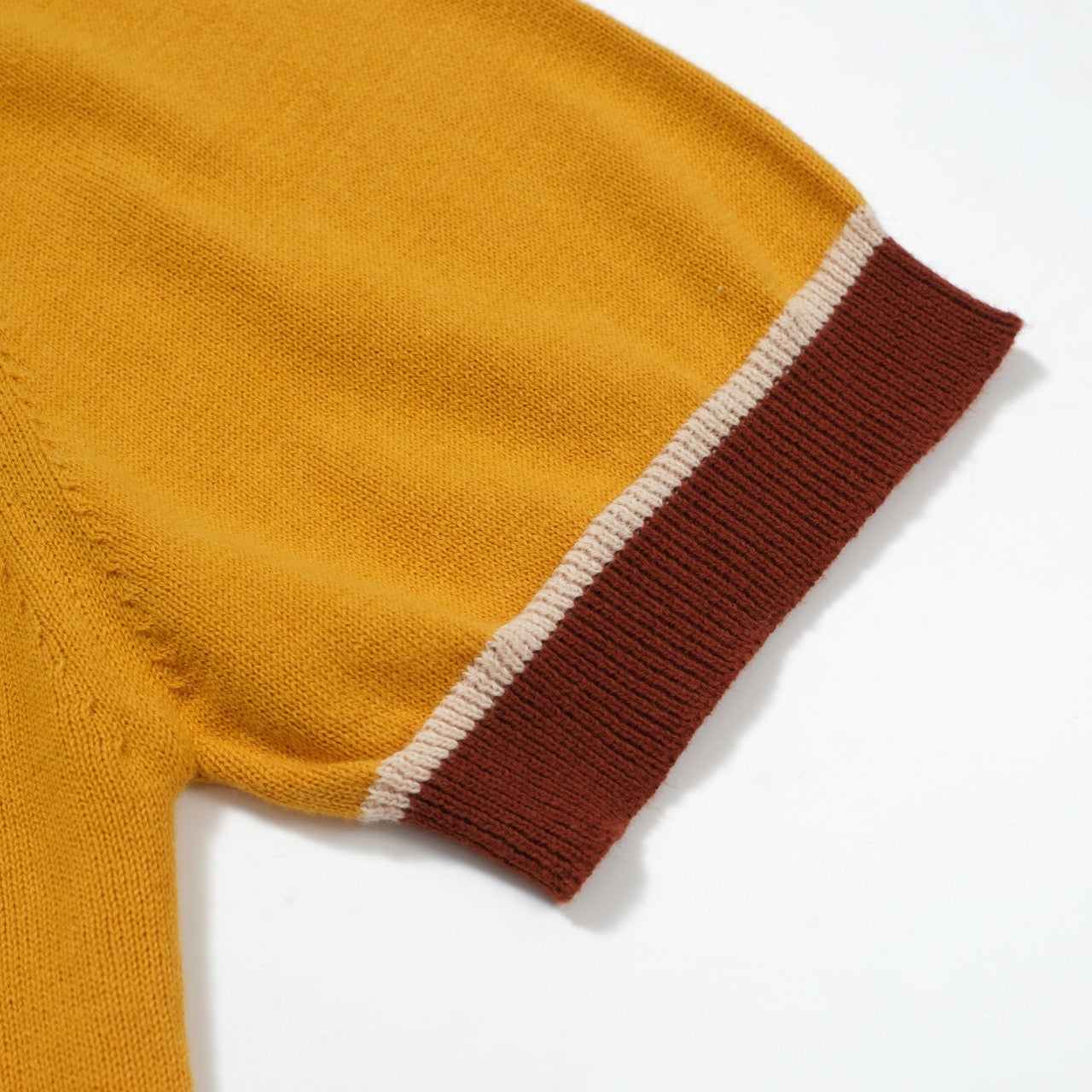 OXKNIT Men Vintage Clothing 1960s Mod Style V Neck Yellow Retro Polo Knitted Wear
