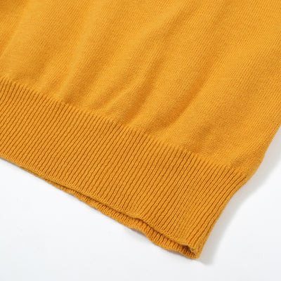 OXKNIT Men Vintage Clothing 1960s Mod Style V Neck Yellow Retro Polo Knitted Wear