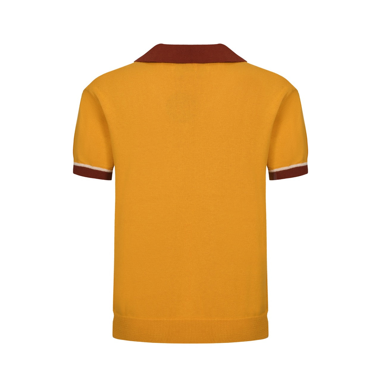 OXKNIT Men Vintage Clothing 1960s Mod Style V Neck Yellow Retro Polo Knitted Wear