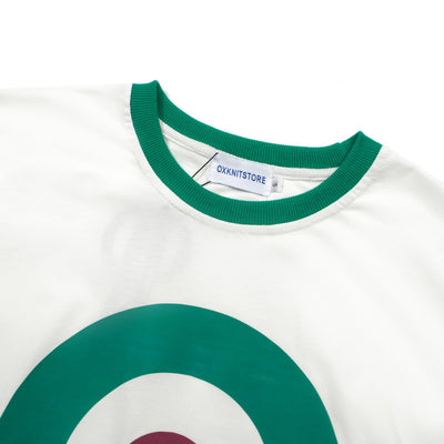 OXKNIT Men Vintage Clothing 1970s Mod Style Casual Mod Printed Bullseye Green Short Sleeve Retro T-Shirt