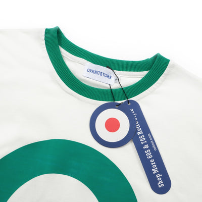 OXKNIT Men Vintage Clothing 1970s Mod Style Casual Mod Printed Bullseye Green Short Sleeve Retro T-Shirt