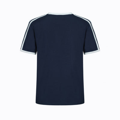 OXKNIT Men Vintage Clothing 1970s Mod Style Casual Navy Blue Cotton Crewneck Retro T-Shirt