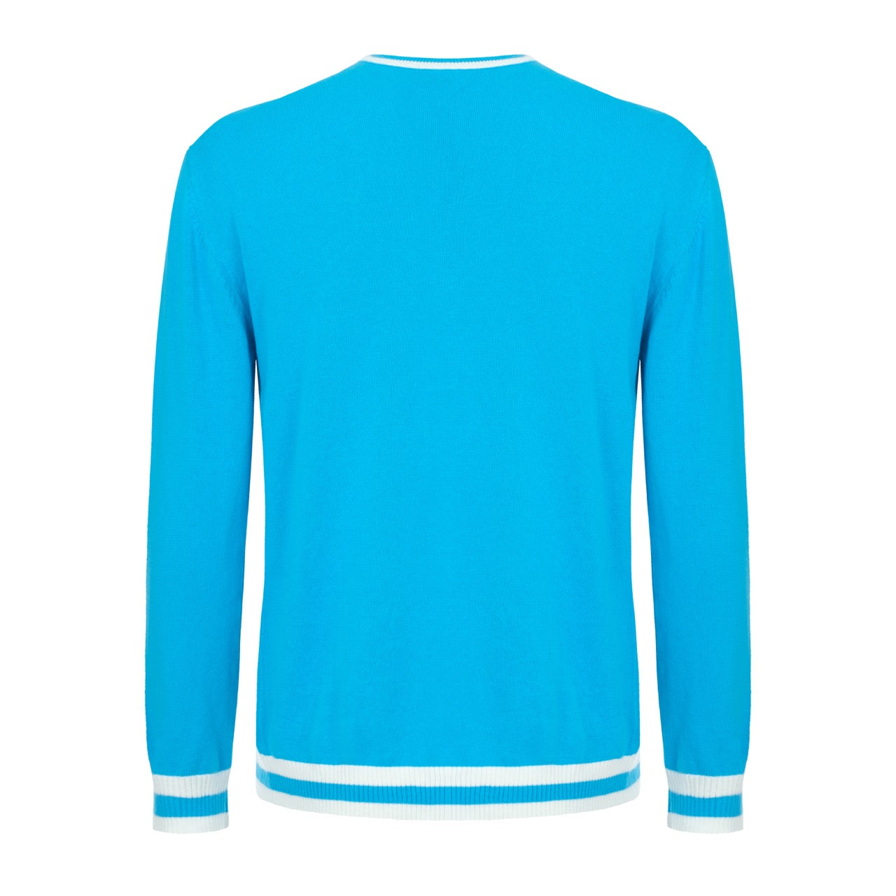 OXKNIT Men Vintage Clothing 1970s Mod Style Casual Sky Blue Long Sleeve Knitwear Retro Top