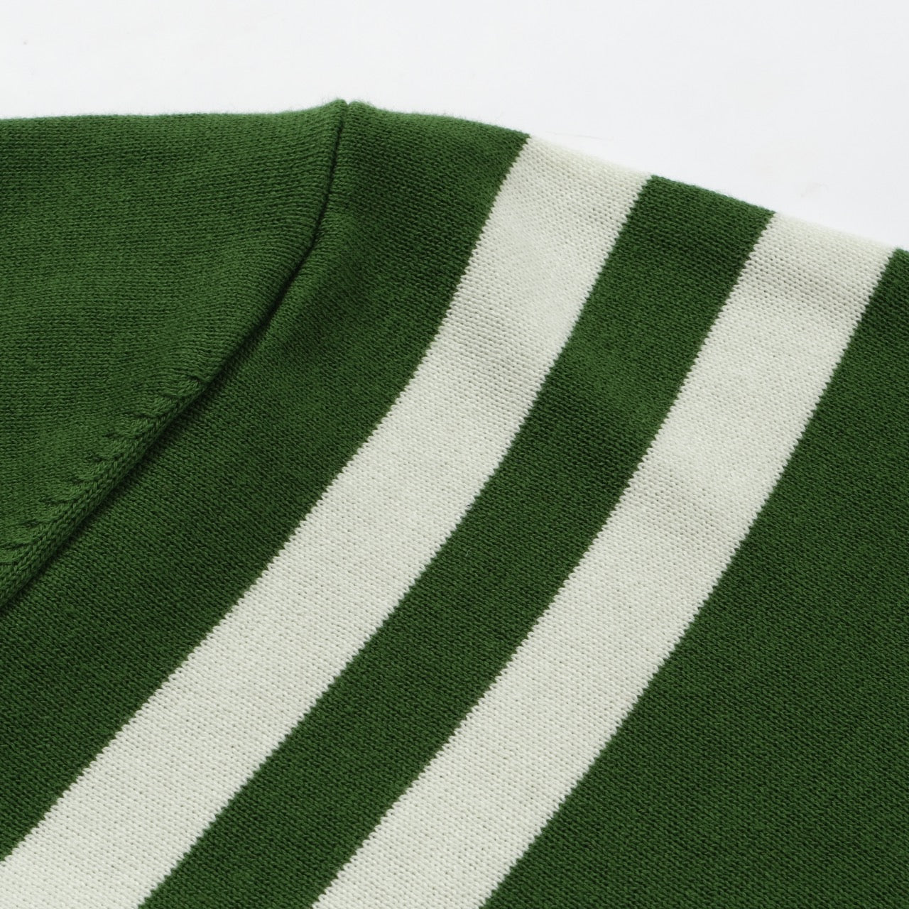 OXKNIT Men Vintage Clothing 1970s Mod Style Casual White Stripe Green Retro Knit Tee