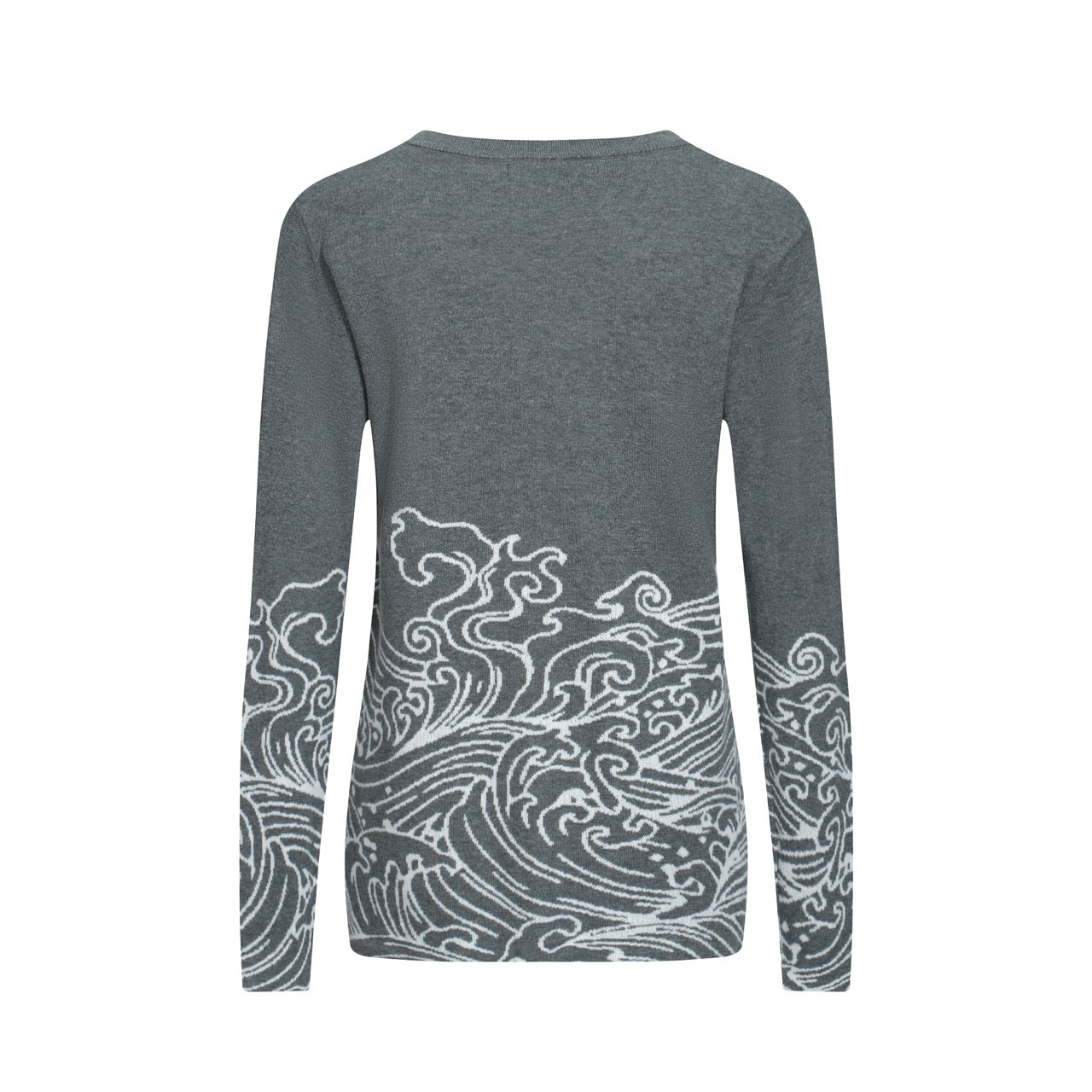 OXKNIT Women Vintage Clothing 1960s Mod Style Casual Grey Wave Knitwear Retro T-shirts