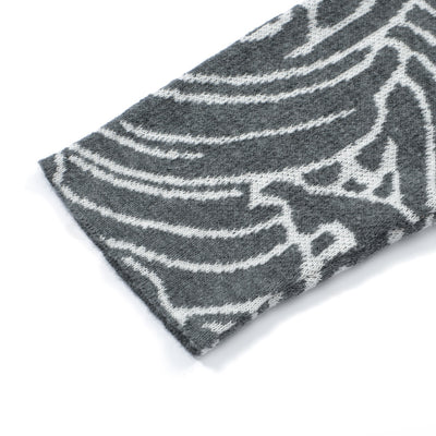 OXKNIT Women Vintage Clothing 1960s Mod Style Casual Grey Wave Knitwear Retro T-shirts