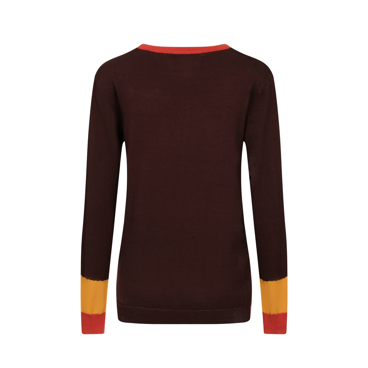 OXKNIT Women Vintage Clothing 1960s Mod Style Casual Knitwear Long Sleeve Diagonal Stripe Orange & Brown Retro T-shirts