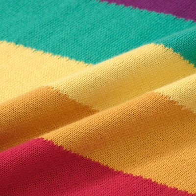 OXKNIT Women Vintage Clothing 1960s Mod Style Casual Knitwear Long Sleeve Rainbow Diagonal Stripe Retro T-shirts