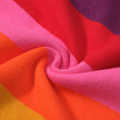 OXKNIT Women Vintage Clothing 1960s Mod Style Casual Knitwear Long Sleeve Rainbow Retro T-shirts