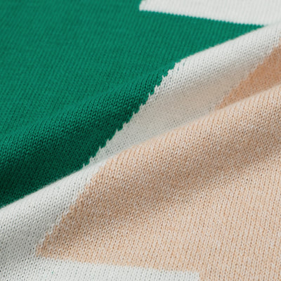 OXKNIT Women Vintage Clothing 1960s Mod Style Casual Long Sleeve Beige & Green Lightning Knit Retro T-shirts