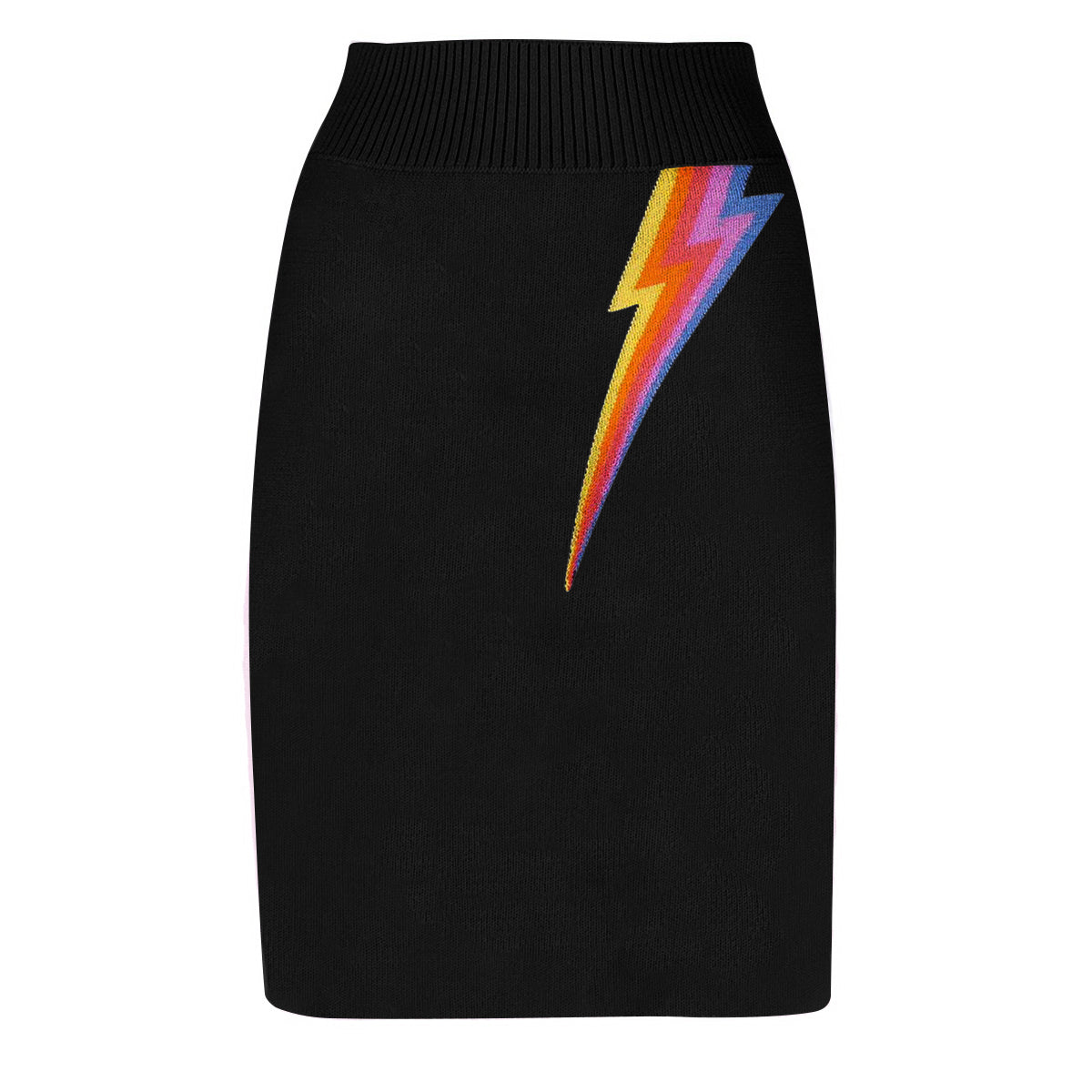 Women Pencil Skirt Mod Style Knitted Lightning Knee Length Skirts